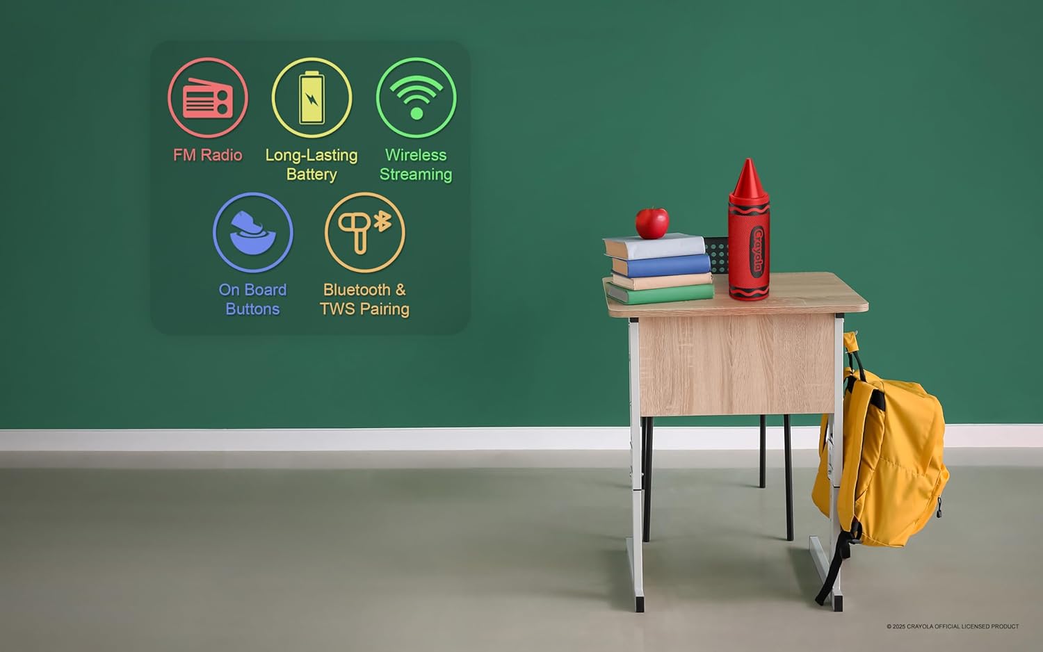 Crayola Kids Crayon Speakers Bluetooth Wireless, Portable Bluetooth Speakers 20W Peak Power HD Sound, Mini Bluetooth Speaker with TWS Pairing BT 5.3, FM Radio Home/Party/Outdoor/Travel
