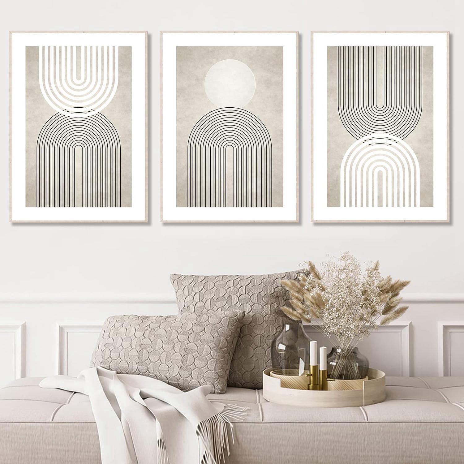 Lot De 3 Posters D'art Moderne - Motif Arbre Beige - Lac - Impression D'art - Pour Chambre à Coucher, Salon, Couloir, Restaurant, Arrière-plan - Décoration Murale - Sans Limite (40 X