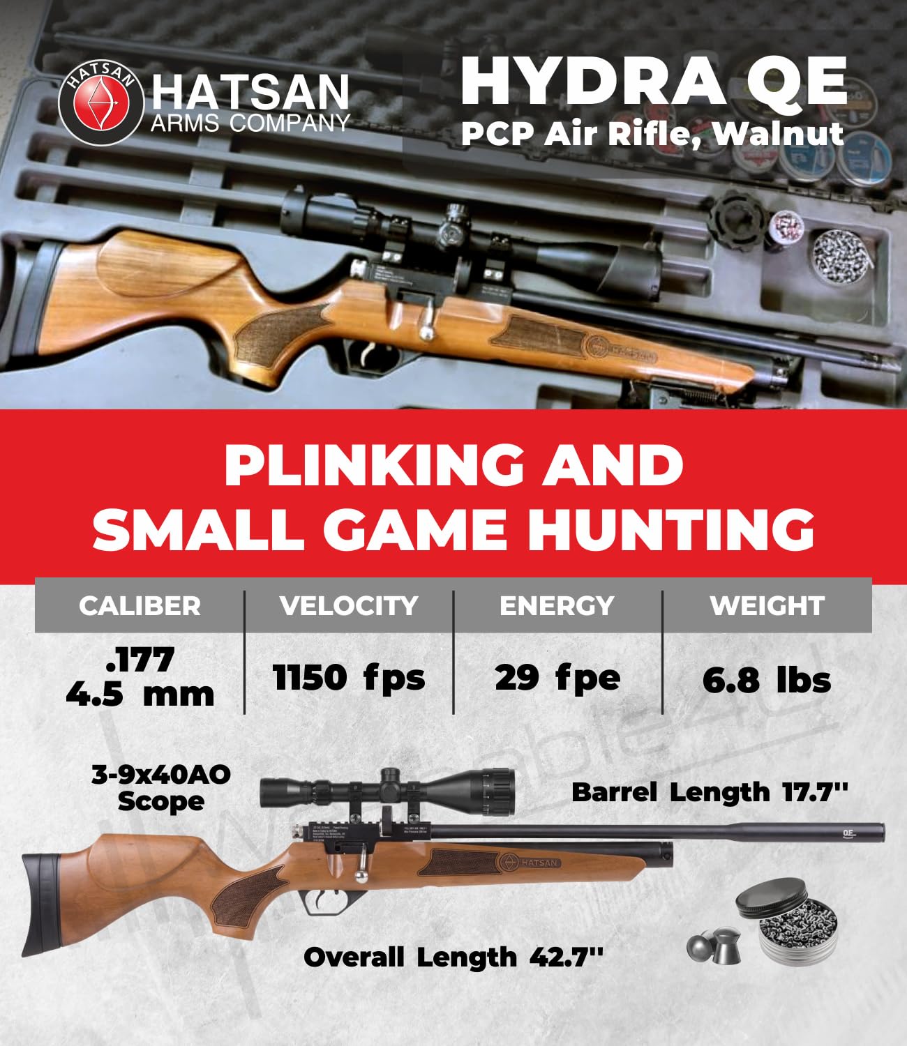 Amazon.com : Wearable4U - Hatsan Hydra .177 Cal QE PCP Air Rifle w