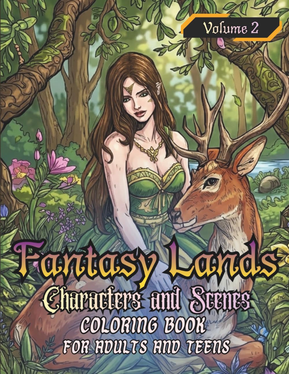 Fantasy Lands Characters and Scenes Coloring Book for Adults and Teens: 50 Immersive Fantasy Worlds | Cozy and Dark Magic Scenes for Focused Coloring