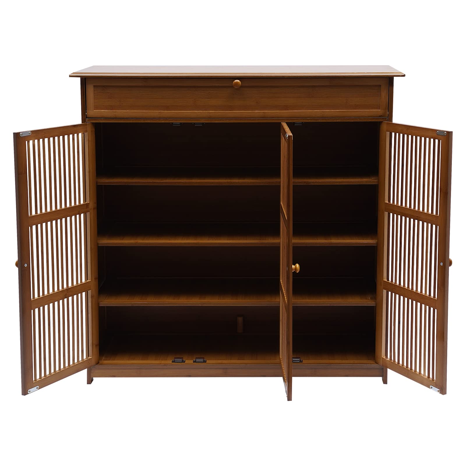Scarpiera in bambù con cassetto e Ampio Piano Superiore, 5 Ripiani in bambù con Porta, Organizer per Scarpe per 20-25 Paia, Ingresso, corridoio, Soggiorno, Camera da Letto