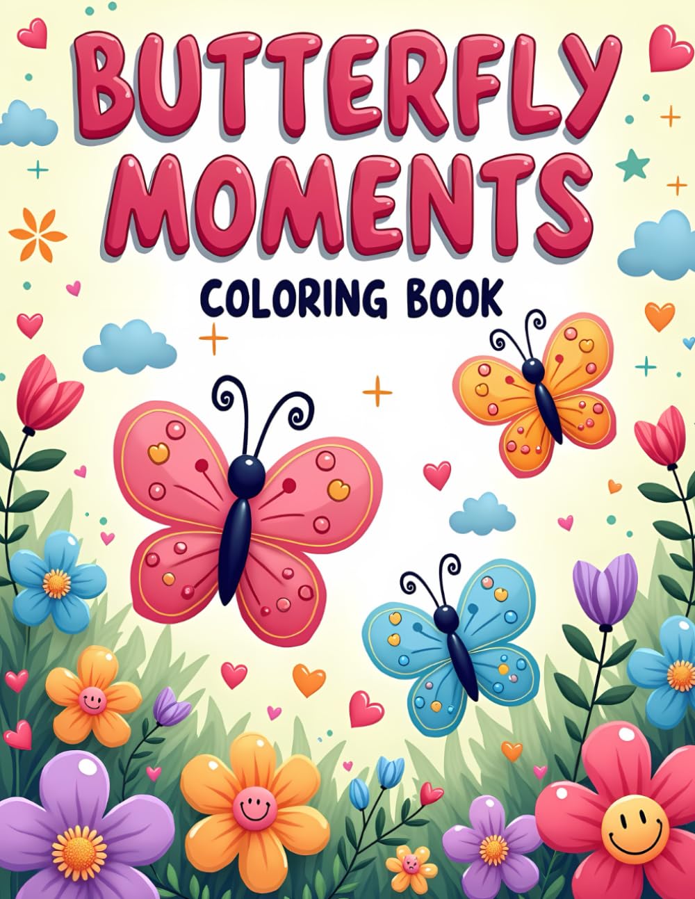 Butterfly Moments Coloring Book: Cute and Calming Butterfly Coloring Pages with Flowers and Nature Scenes for Relaxation and Creativity