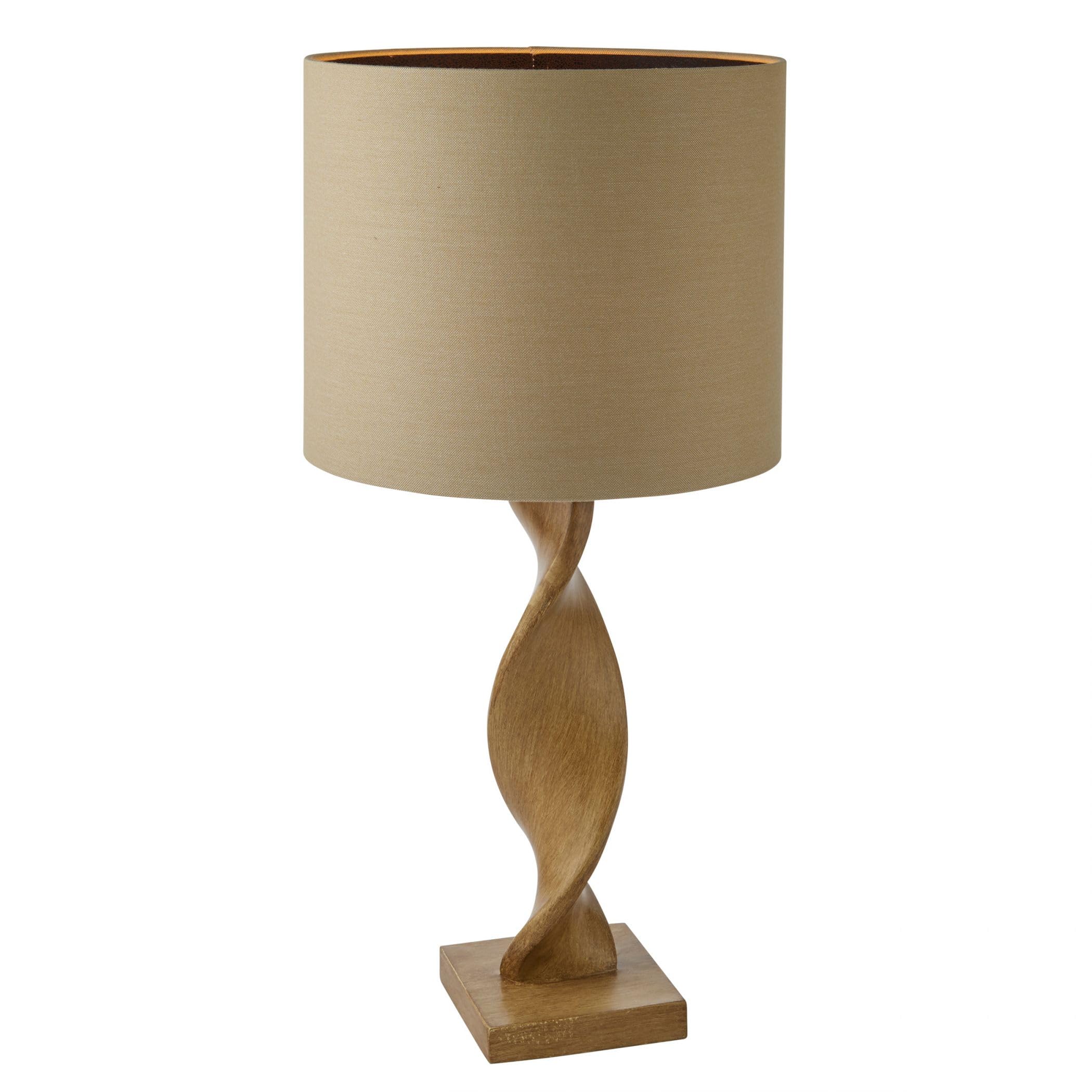 Pagazzi Light Abia Oak Effect & Natural Linen Table Lamp