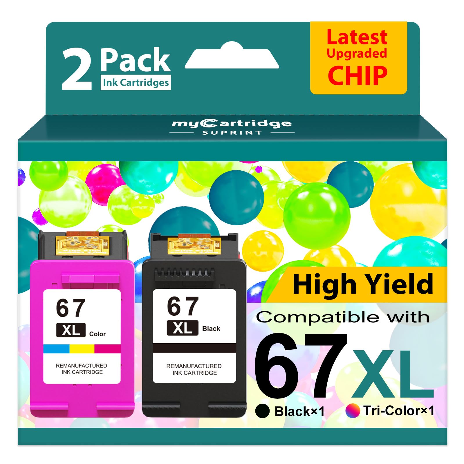 Photo 1 of 67XL Ink Cartridges Black/Color Combo Pack Replacement for HP Ink 67 67XL HP Printer Ink High Yield Works with DeskJet 2755e 2855e 2700 2800e 2700e 4255e 4155e Envy 6055e 6000 6455e 6400 (2-Pack)