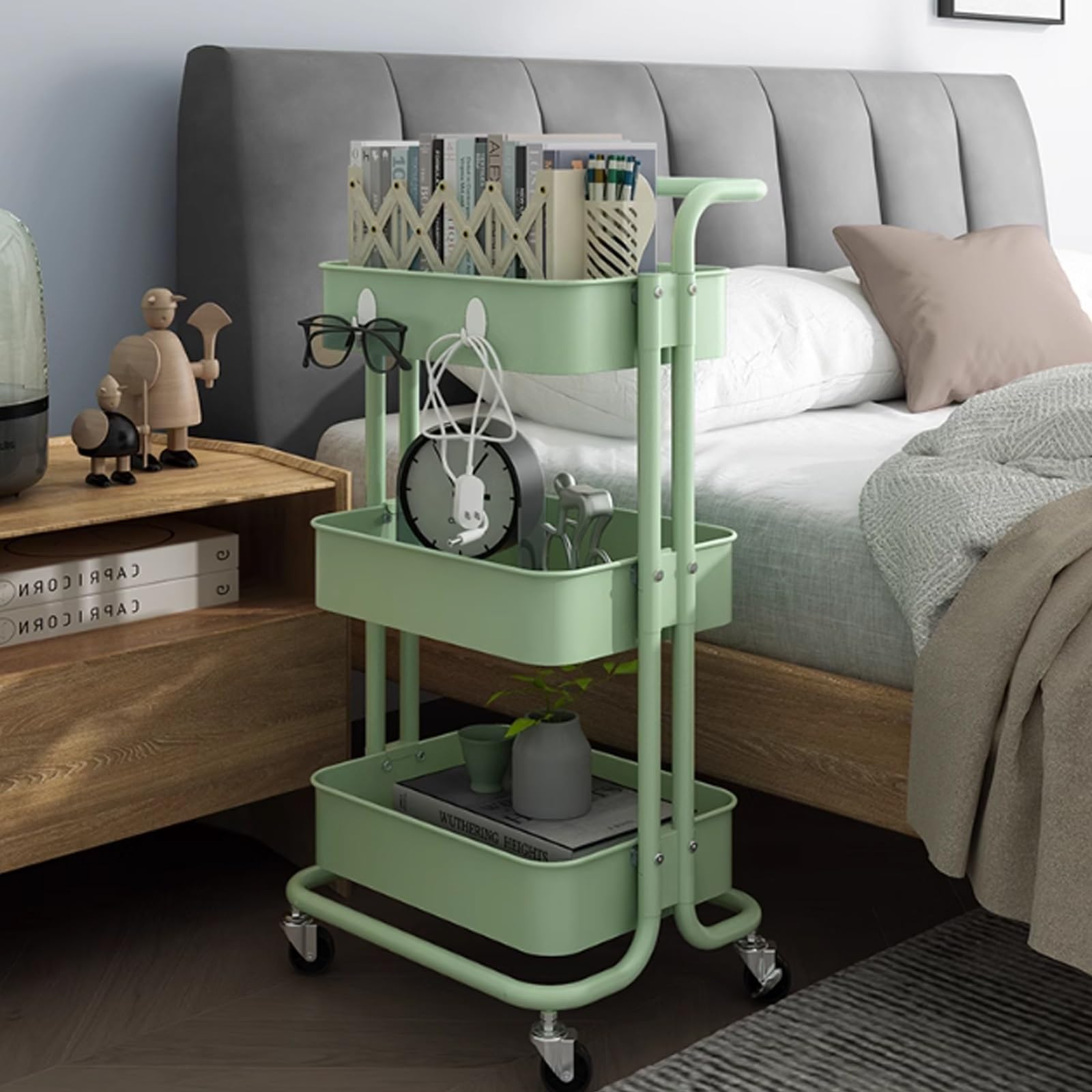 Carro rodante Estante De Almacenamiento Carro Pequeño, Dormitorio Piso A, Cocina, Sala Estar, Refrigerios Varias Capas, con Móvil Ruedas