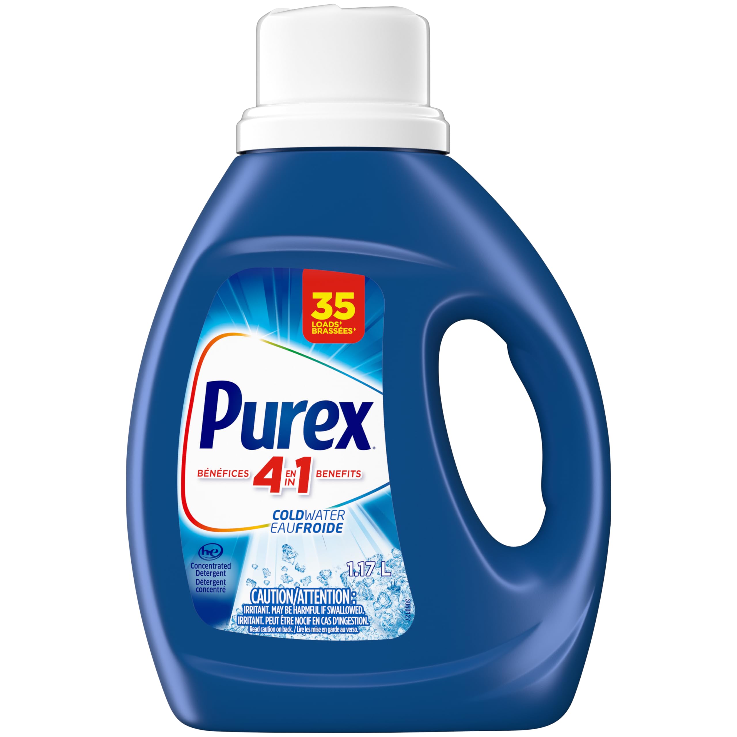 Purex Cold Water, Concentrated Liquid Laundry Detergent with 4in1 benefits, Tough on Stains, Brightens and Whitens Clothes, 1.17L, 35 Wash Loads, HE Compatible - 1