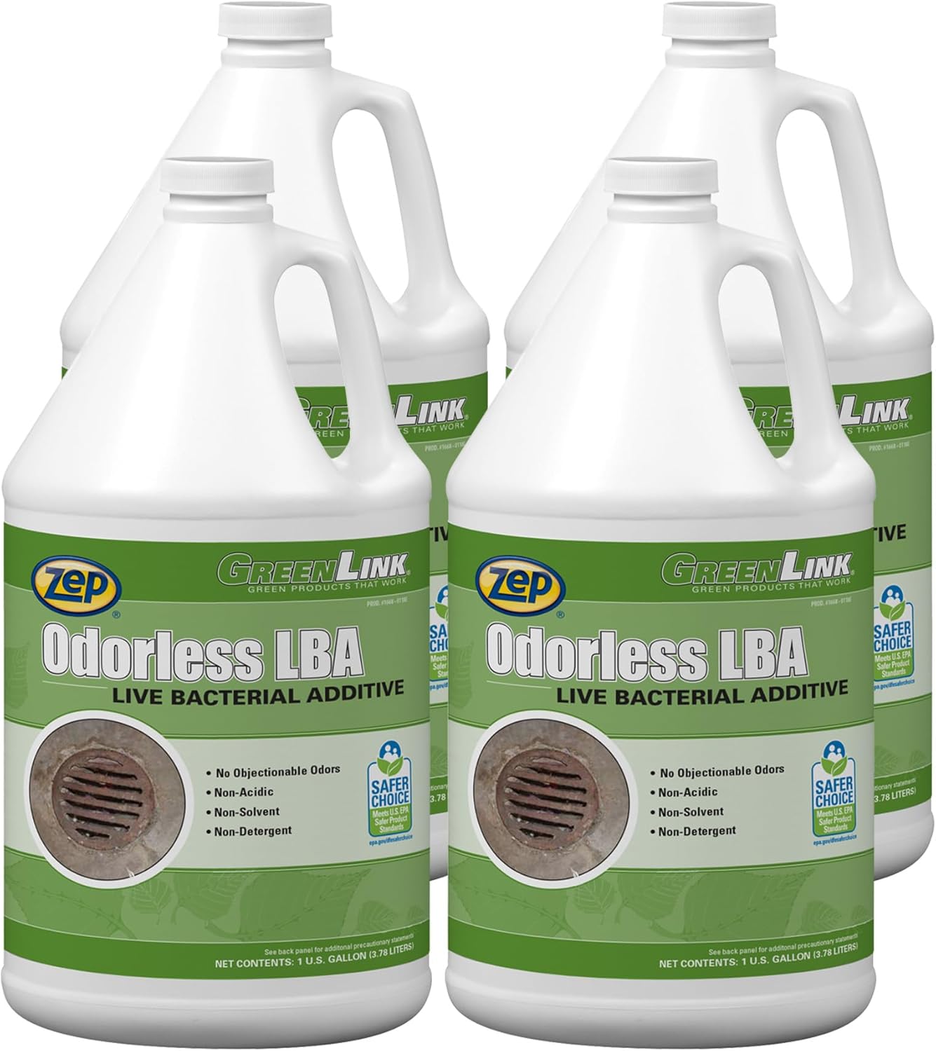 Zep Odorless LBA (Liquid Bacterial Additive) Drain Maintainer 1 Gal 166823 (Case of 4) For Food Service Industry