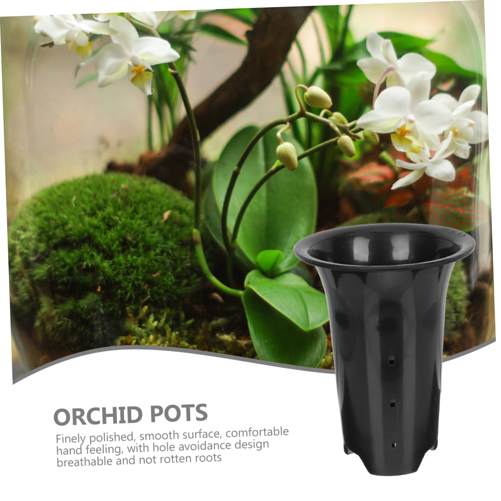 TOYANDONA Lot de 10 Pots à Orchidées en Plastique Noir 15 Cm pour Jardin Intérieur, Contrôle des Racines Hauteurs Augmentées, Pots Respirants Résistants et Perforés, Culture et Entretien Optimisés