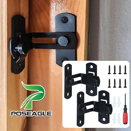 Miniatura 2 de Paquete de 2 cerraduras de puerta corrediza de granero de 90 grados, pestillo de puerta de granero, pestillo de puerta de gabinete para puerta,