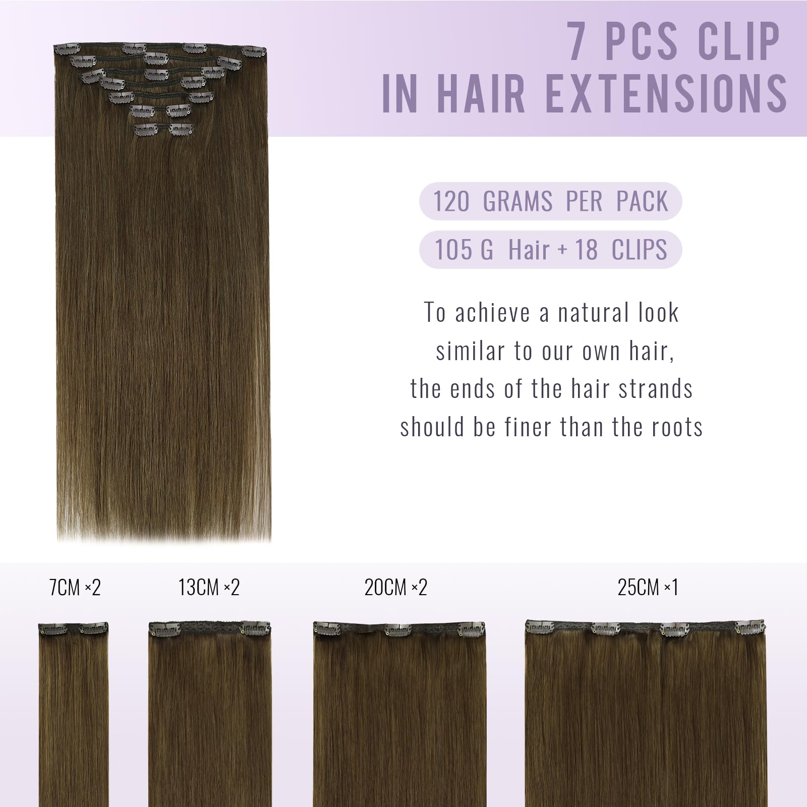 Fshine Clip in Hair Extensions Real Human Hair - Image 3