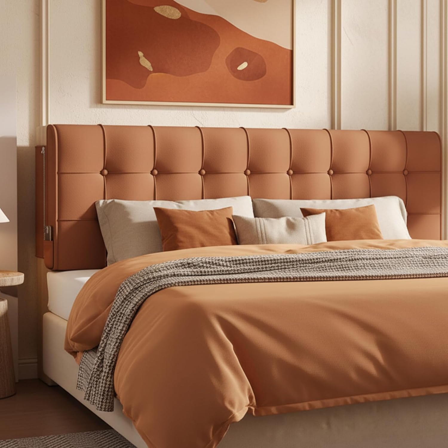 Orange Twin Headboard Pillow for Dorm Bedroom Upholstered Bed Pillows Back Support Cushion Reading Pillow with Bolster Pillow Wall Mounted Headboard Couch Pillows Cozy Room Decor College Essentials