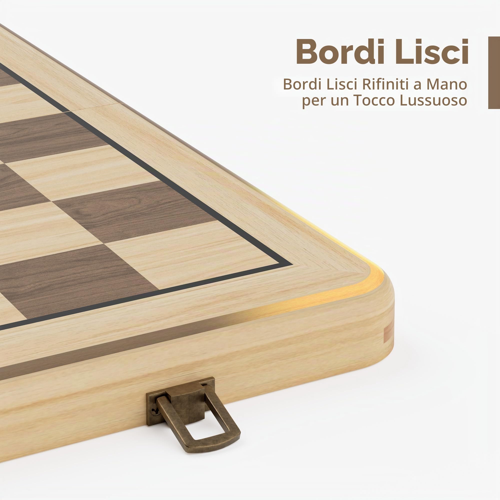 Set Scacchi e Dama 2 in 1 da 38cm - Scacchiera in Legno Pieghevole con Pezzi Staunton da 7,6cm e 2 Regine Extra - Gioco da Tavolo di Alta Qualità