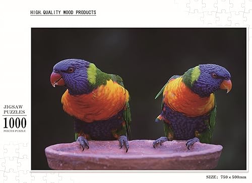 Miniatura 4 de Rompecabezas de 1000 piezas para adultos, dos pájaros loro en la olla, impresión transparente entrelazada perfecta de madera de primera calidad