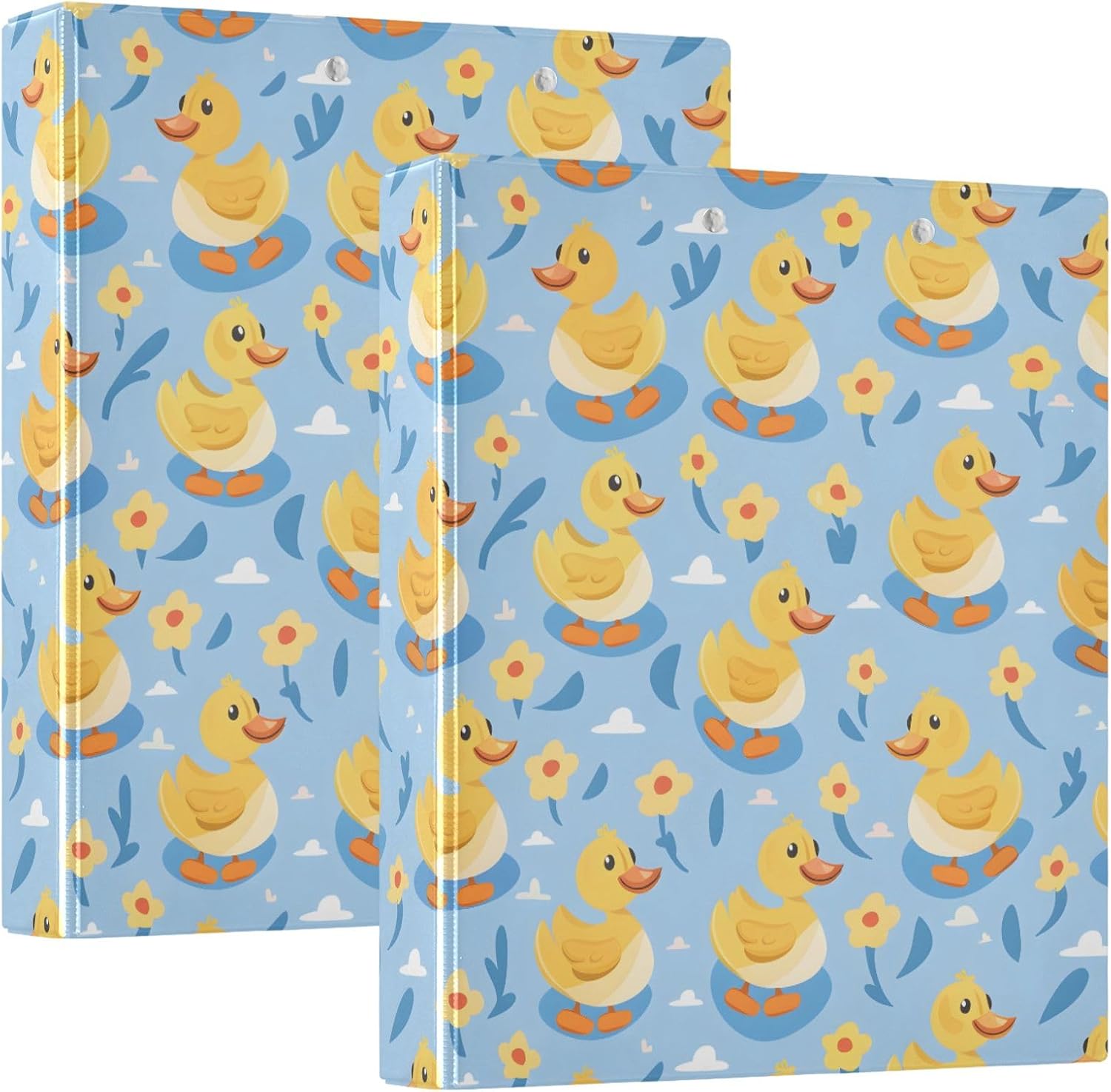 3 Ring Binders Duck Swimming 1.5in Binder Round Rings Holds 200 Sheets with Interior Clear Pockets Clipboard for Office School Work,2 Pack