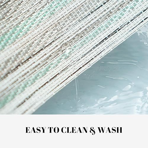 Miniatura 3 de Juego de 4 manteles individuales tejidos de vinilo y plástico para la mesa de la cocina para interiores y exteriores, lavables, manteles