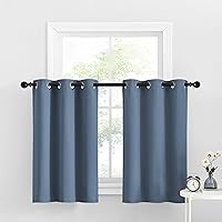 Vista 145 de NICETOWN - Cortinas opacas graduadas para ventanas pequeñas del baño, cortinas de privacidad de 30 pulgadas de largo para mini lavandería y cocina