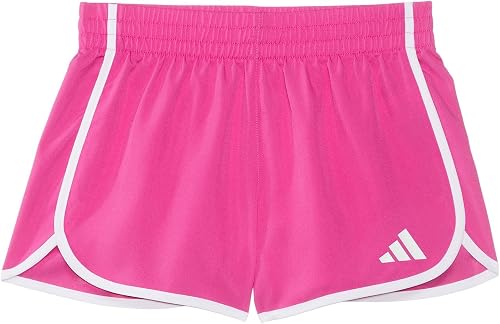 Adidas Girls' Elastic Waistband Retro Woven Gym Shorts, Lucid Fuchsia Pink, M
