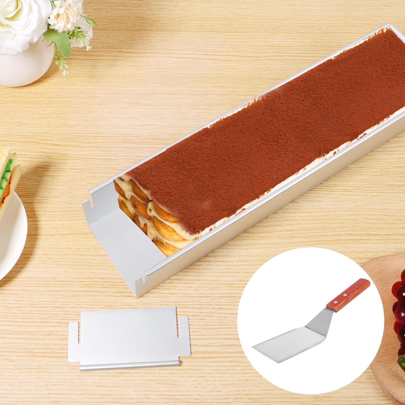 Moule à Gâteau Rectangulaire, Réutilisable Moule à Tiramisu Rectangulaire Partie Latérale Amovible pour Tiramisu, Gâteaux Glacés