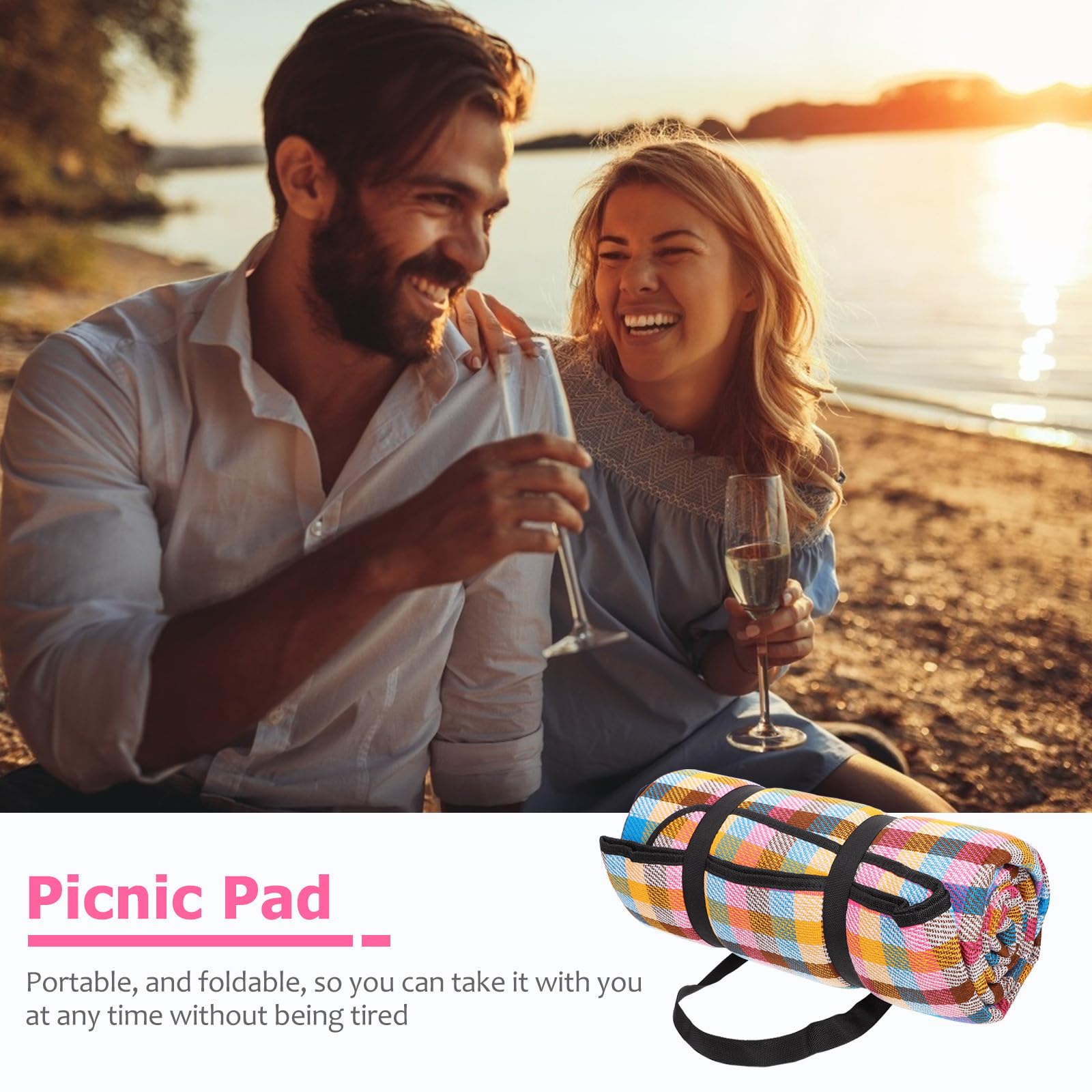 VALICLUD Manta de Picnic Grande y Acolchada de Fibras Acrílicas, Resistente a Piedras y Plegable, Adecuado para Festivales al Aire Libre y Playa