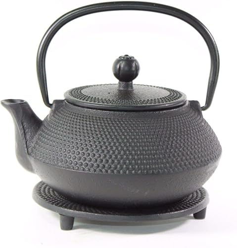 Miniatura 3 de Juego de tetera de hierro japonés ~ 2 tazas de té incluidas Black Dot Hobnail ~ Regalo de cumpleaños/regalo/decoración del hogar/Feng Shui/Cocina /