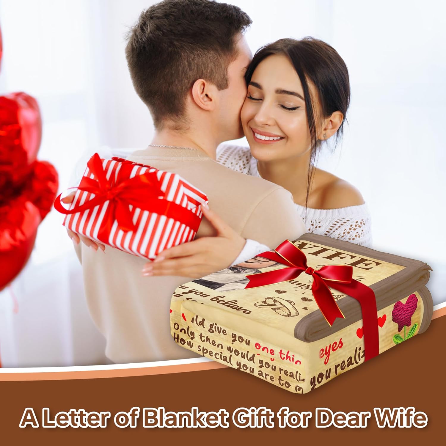 Christmas Blanket Gifts for Wife from Husband,to My Wife's Blankets 52"x60",I Love You Blanket Valentines Day Birthday Gift for Couple Wife,Romantic Love Present for Her,Mothers Day - Image 4