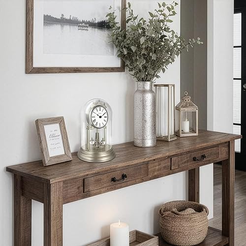 Miniatura 5 de Genevieve - Reloj de repisa de 9 pulgadas con péndulo giratorio, reloj con cúpula de cristal del 50 aniversario, regalos de boda, escritorio y