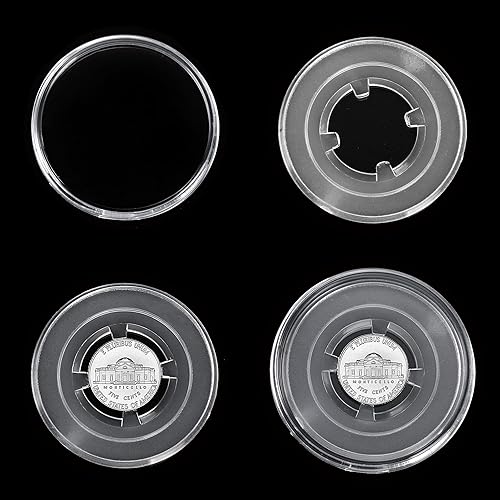 Miniatura 3 de Uncle Paul 6 cápsulas de monedas con juntas flotantes de 0.827 in  Soporte de almacenamiento profesional transparente para coleccionar monedas