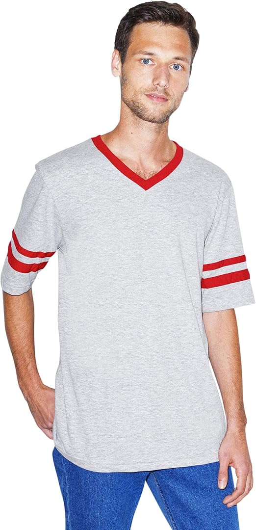 American Apparel Men's 50/50 Football V-Neck Short Sleeve T-Shirt ...