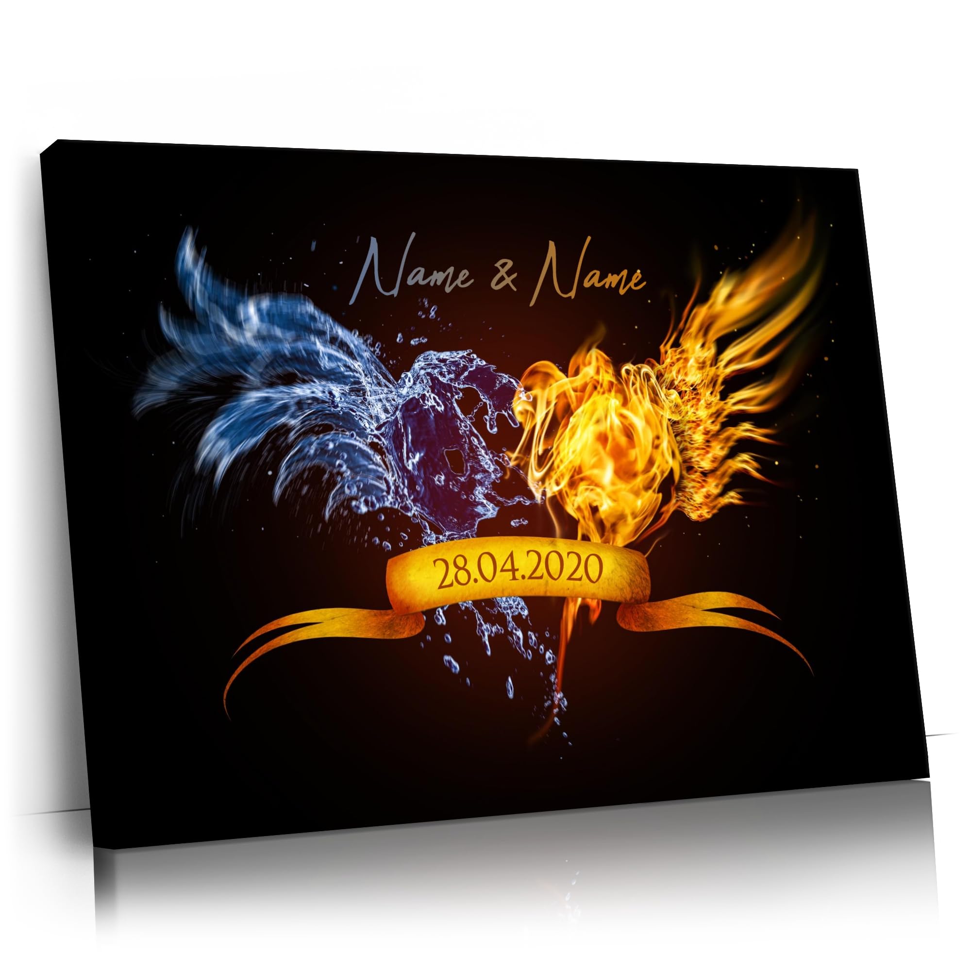 Liebesleinwand Leinwandbild personalisiert | Leinwand gestalten mit Namen und Datum Geschenk für Partner | Elements of Love