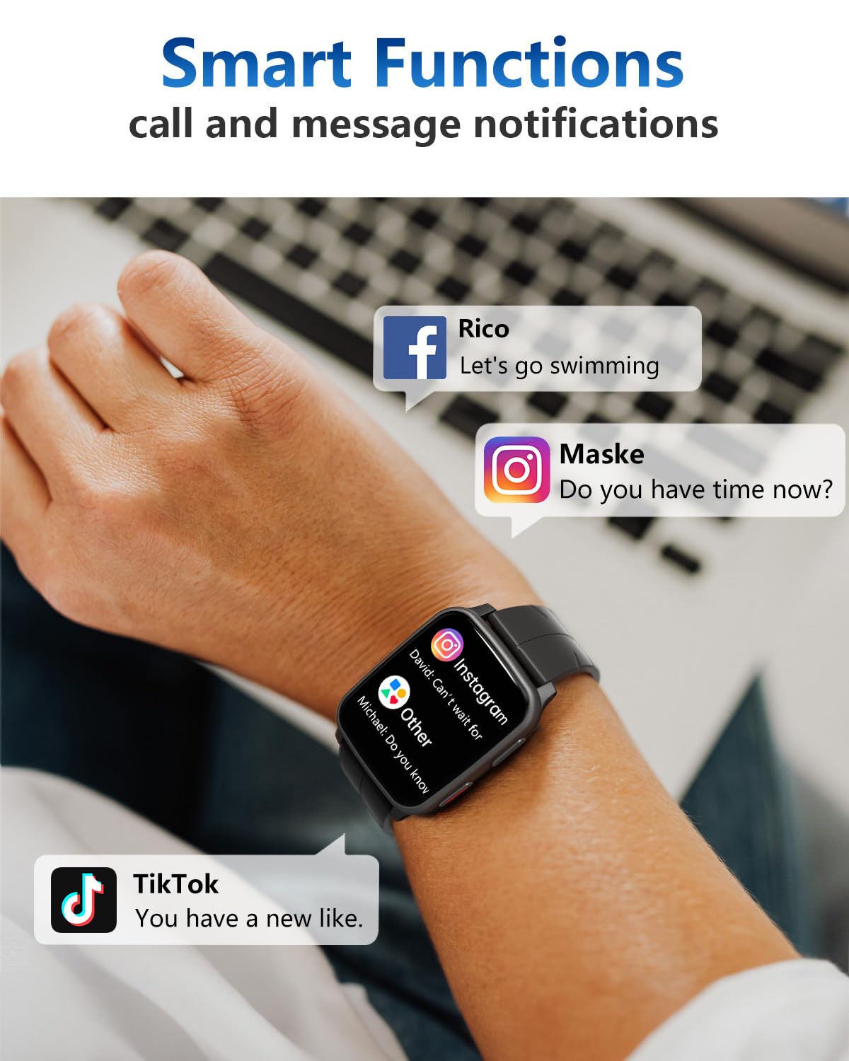 MorePro Fitness Tracker with 24/7 Heart Rate & Blood Pressure Monitor, Blood Oxygen & Sleep Tracker, Smart Watch with Step Calorie Counter, IP68 Waterproof Activity Tracker for Women Men Android iOS