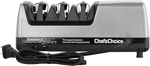 Miniatura 4 de Chefs Choice afilador de cuchillos profesional de 3 capas afilador de 120 diamantes Metal cepillado