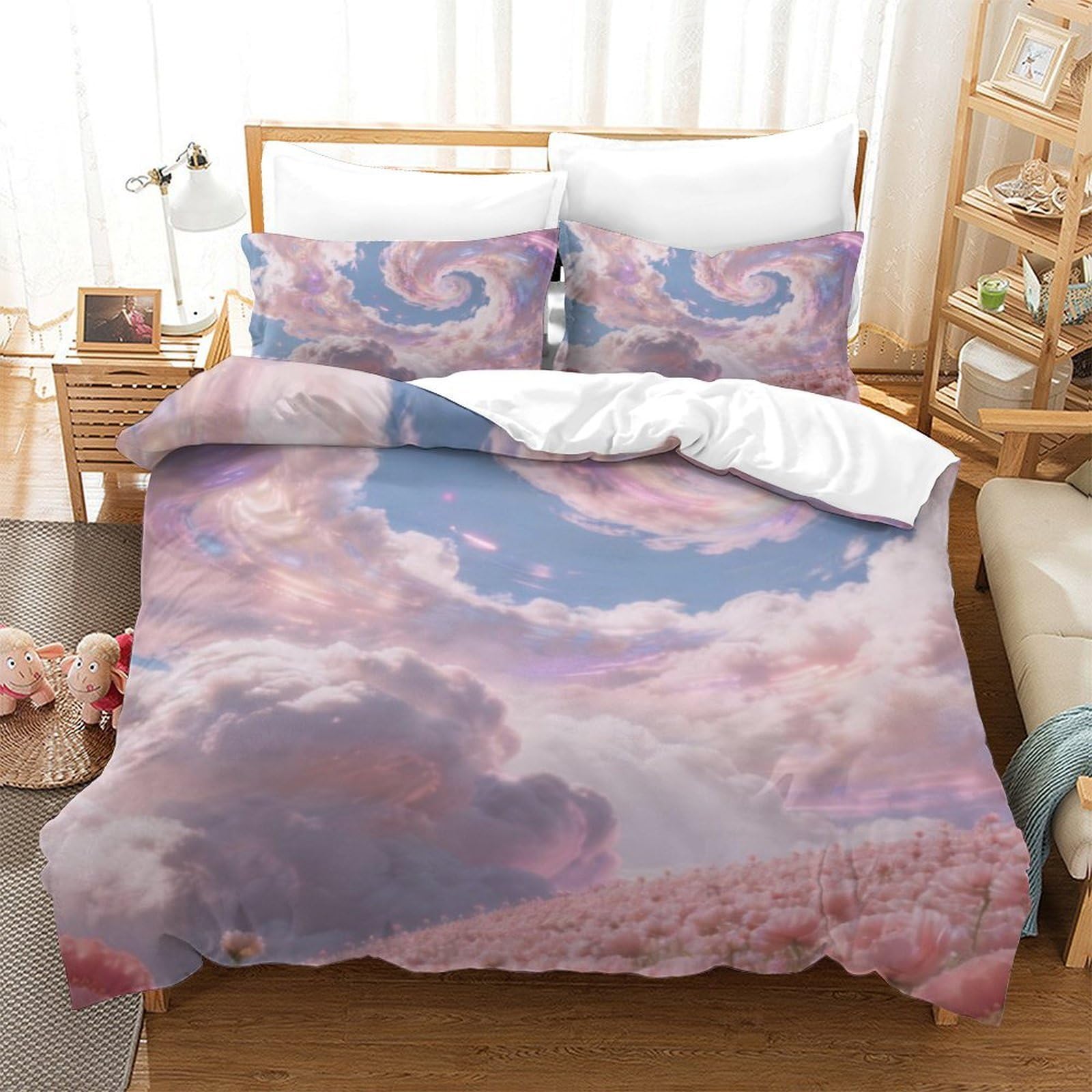 Housse de couette nuage contre les nuits agitées parure de lit douce en microfibre
