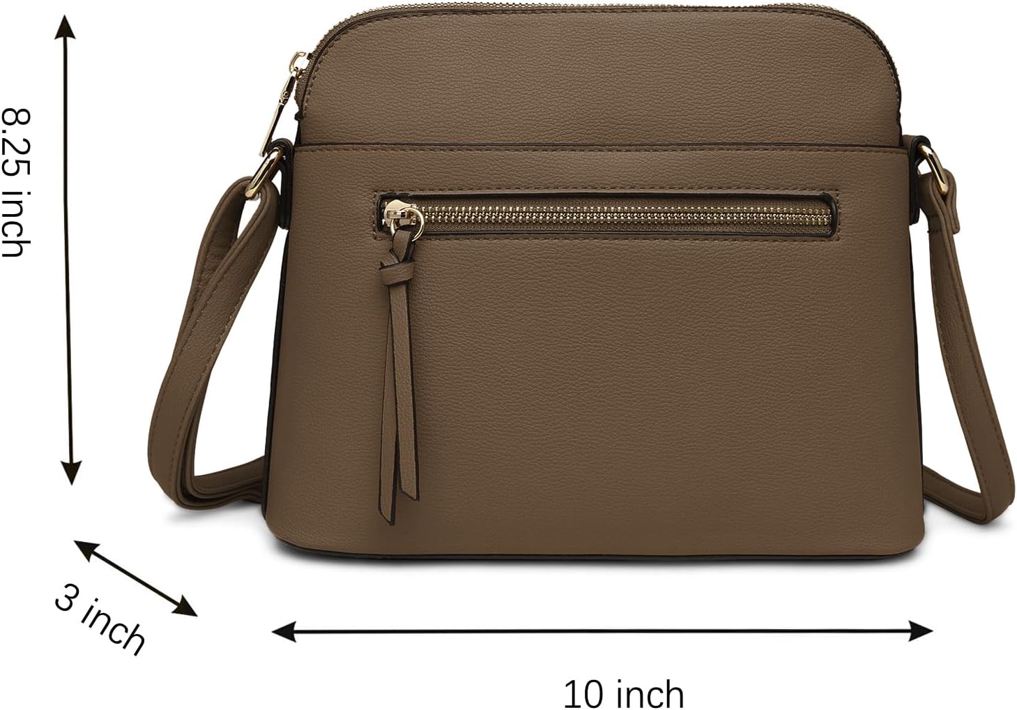 LA TERRE Small Crossbody Bag, Dome Shoulder Bag with Zipper Pocket Adjustable Strap - Image 3