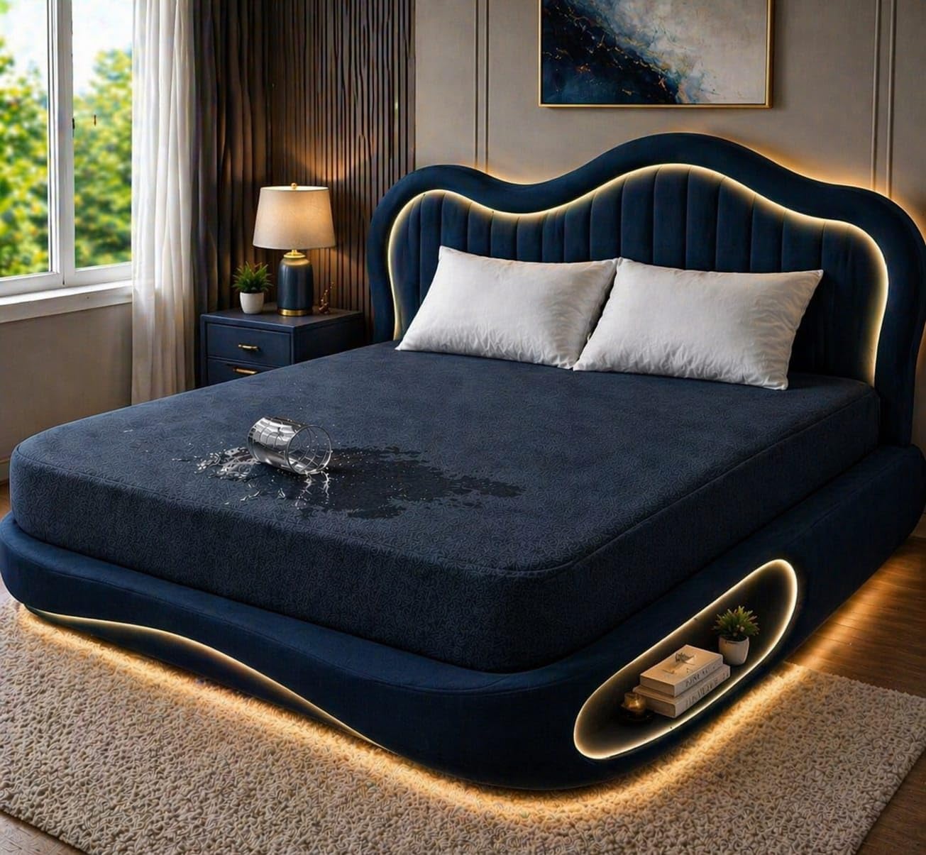 Veer Teja and CO. 100% Waterproof Cotton Terry Mattress Protector King Size Breathable Hypoallergenic Ultra Soft Fitted Bed Protector 72x78 inches (Blue, King, Premium Waterproof Matress Protector)-image-15