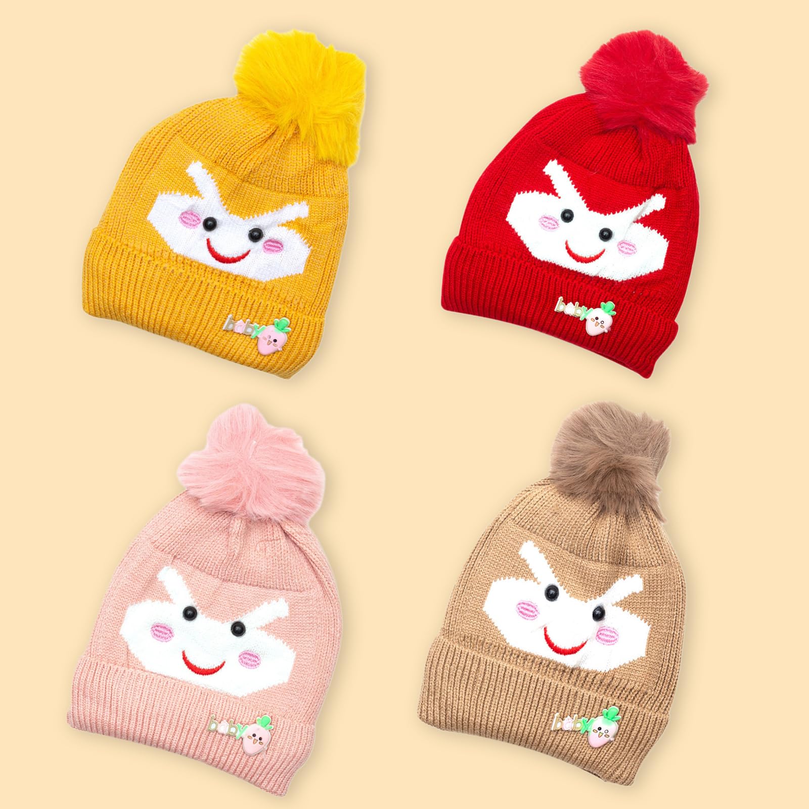Mee Mee Adorable Baby Winter Woolen Skull Cap (0-12 Months)_Round |Pack of 1|-image-48