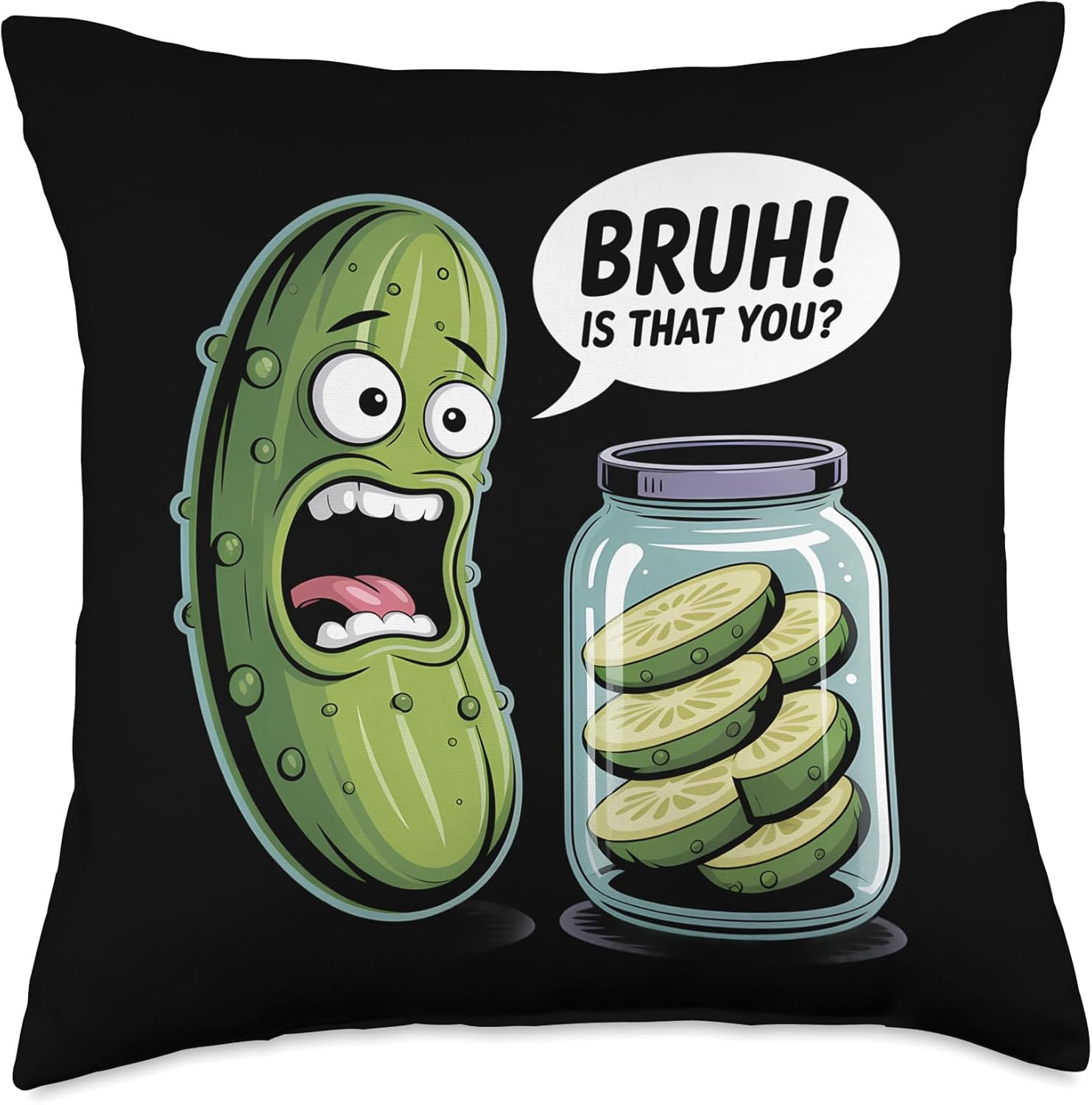 Pickle Dill Cucumber Pickling Funny Pickled Lover Throw Pillow