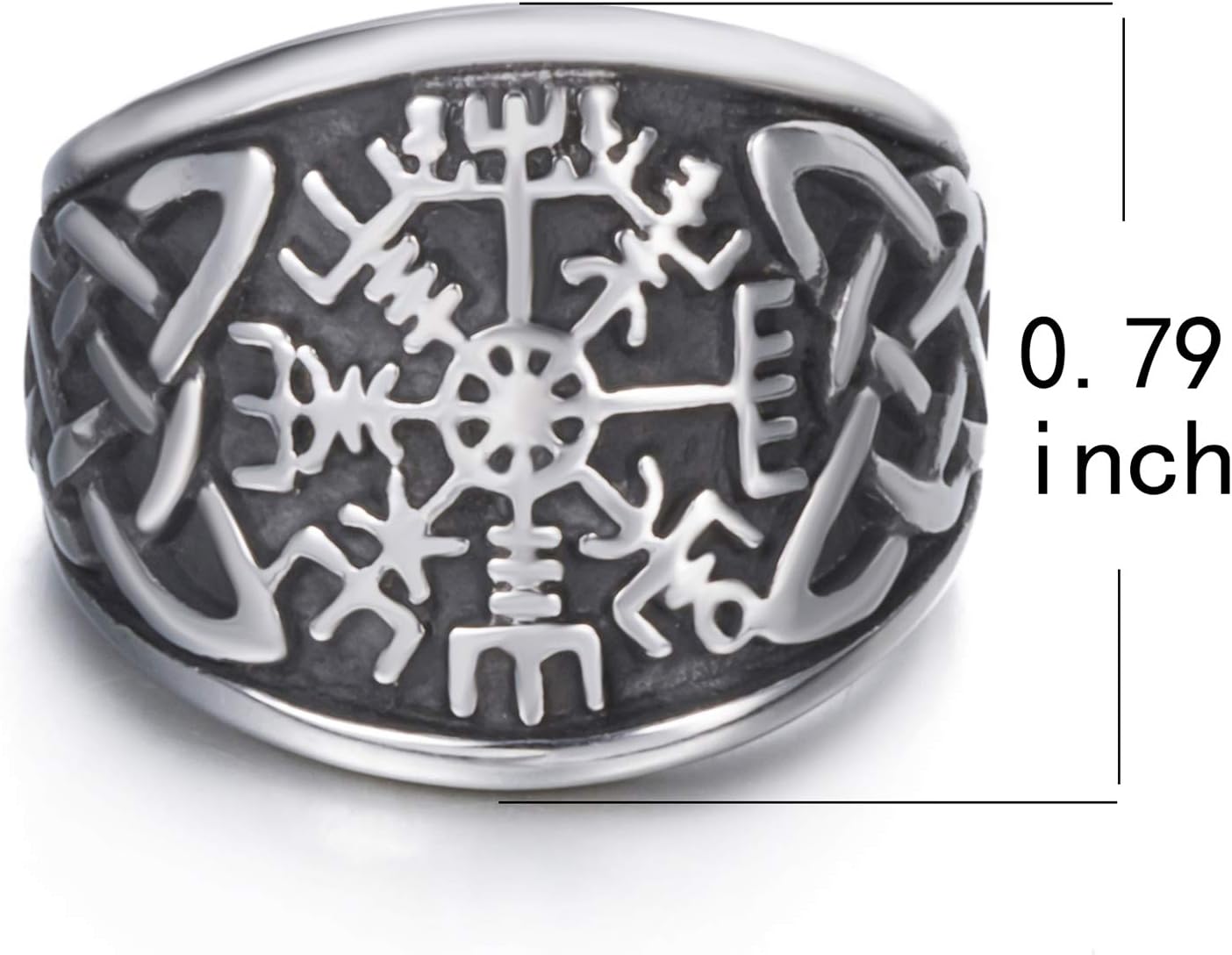 Men Stainless Steel Rings Viking Valknut Vegvisir Pirate Compass Norse Symbol Vintage Jewelry Size 8-13 - Image 2