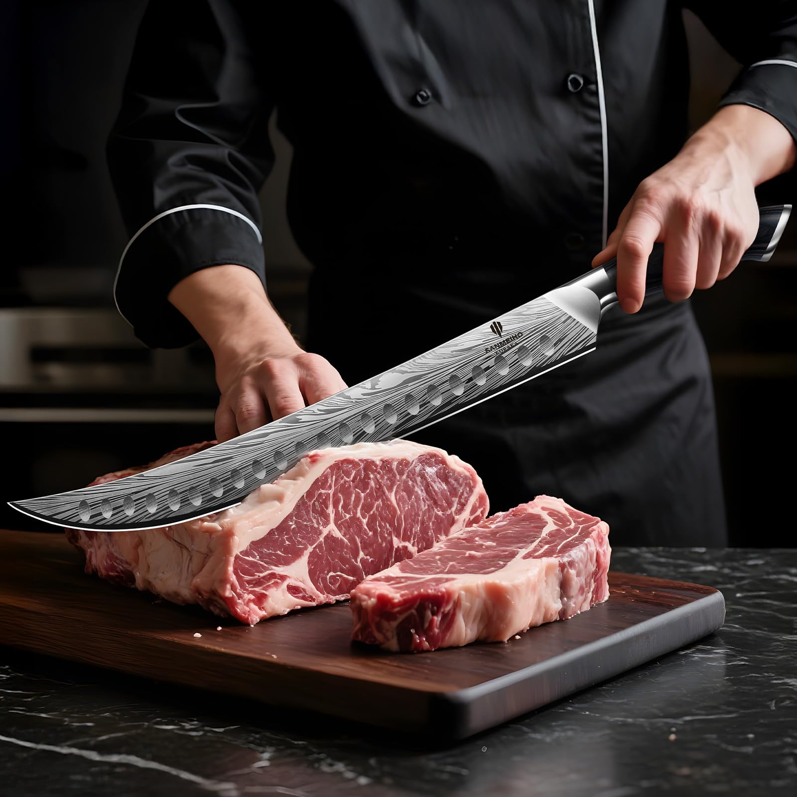 SANMEIHO Butcher Knife - 12 Inch High Carbon Steel -6