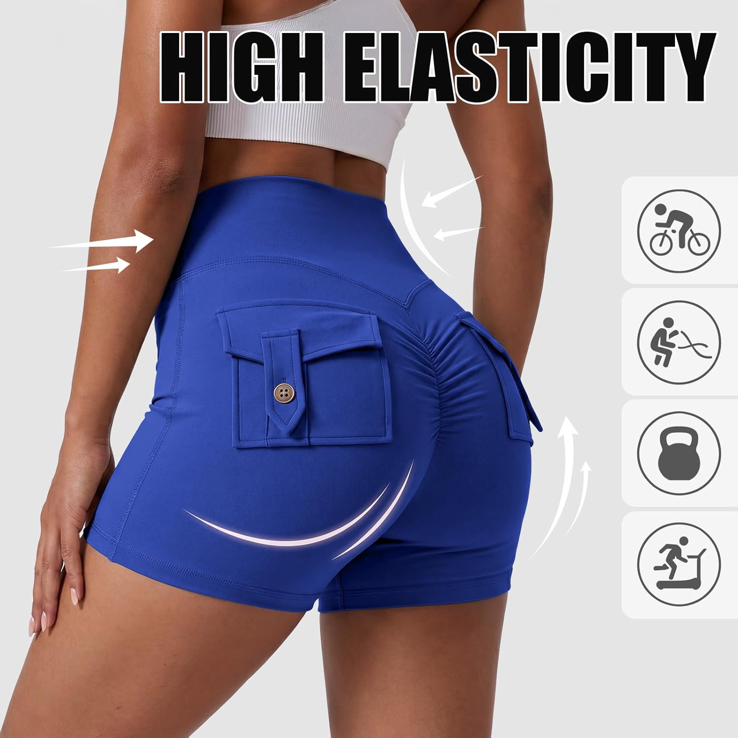 Didaey 2 Pack Women Scrunch Butt Workout Shorts with Pockets V Waist Athletic Gym Biker Shorts for Women Yoga Booty Bottoms