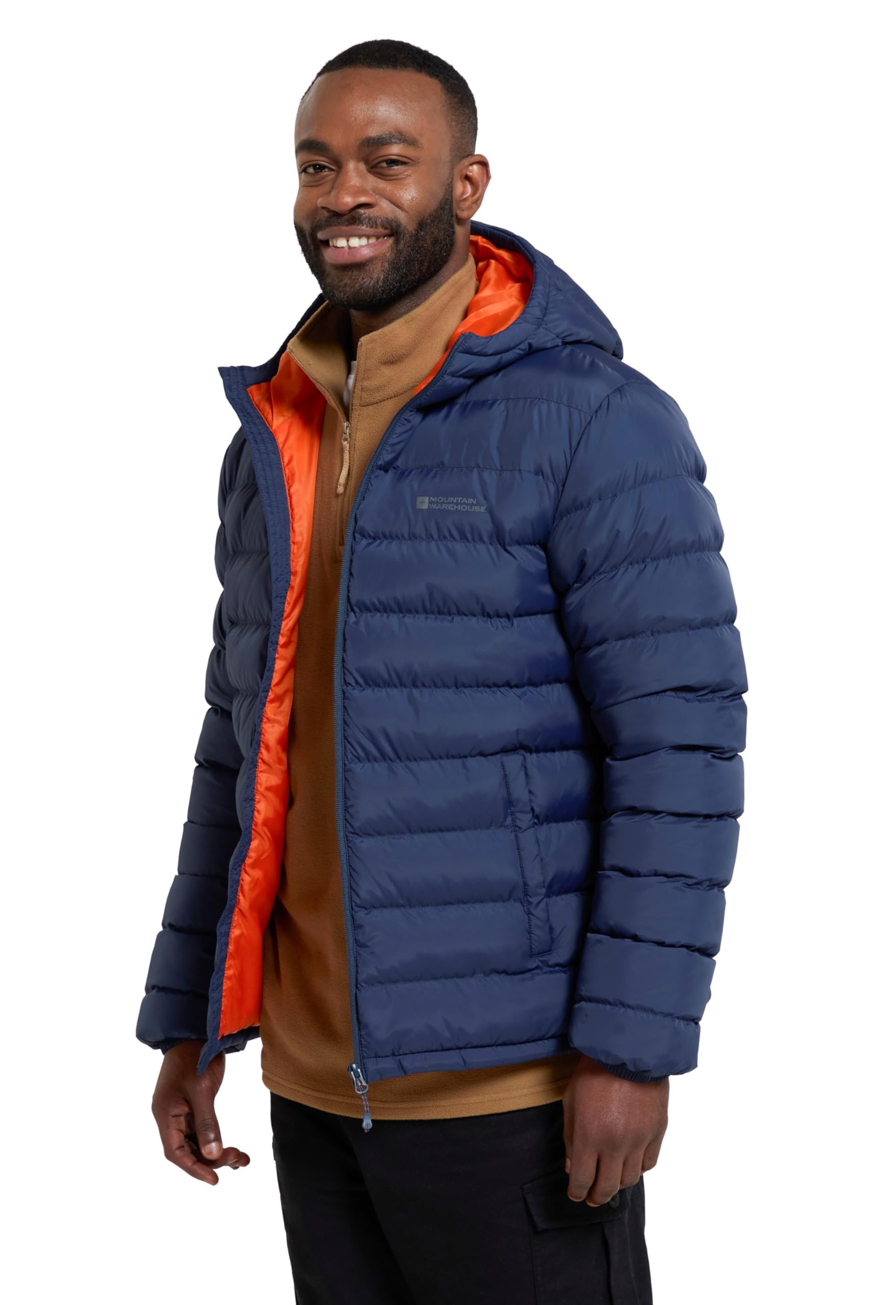 Mountain Warehouse Season Mens Padded Jacket - Water Resistant Puffer Coat, Lightweight, Lab Tested to -30C, Microfibre Filler - Spring Summer, Travelling, Walking Blue XS