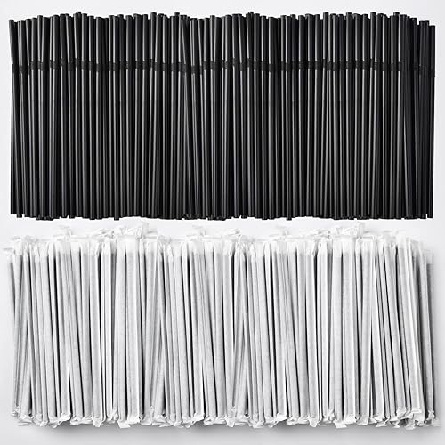 Miniatura 9 de ALINK 500 popotes flexibles de plástico negro, pajitas flexibles de plástico envueltas individualmente, 7.75 x 0.23 pulgadas