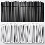ALINK 1000 Cout Black Flexible Plastic Disposable Drinking Straws, Individually Wrapped Bendy Straws - 7.75 x 0.23
