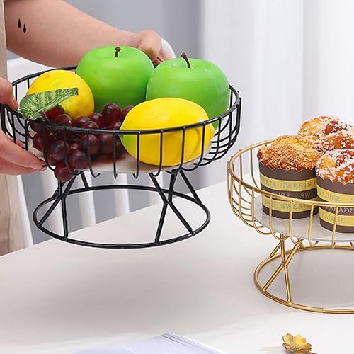 Miniatura 2 de MANMAOHE Frutero plano y moderno, cesta de frutas apilable para almacenamiento de verduras, canasta de alambre de metal para pan, cebollas, papas,