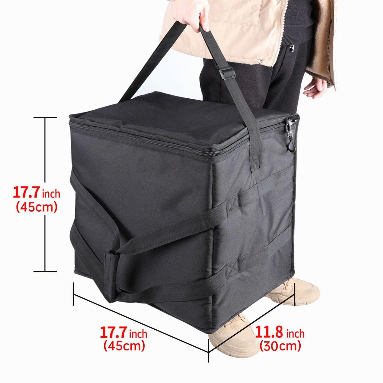 Groß Beheizte Isolierbox für Lieferungen - Isolierte Pizzaträger Liefertasche - 45 x 45 x 30 cm Kuchen Transportbox - Picknick Mittagessen Pizzakarton für den Transport