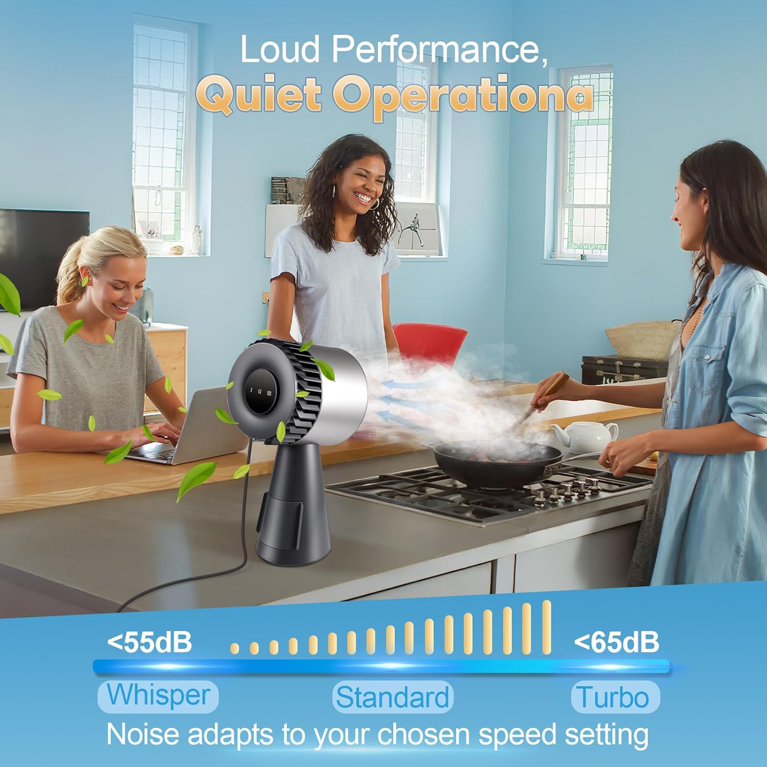 Portable Range Hood Kitchen, Desktop Exhaust Fan with 3-Speed, Large Oil Collection & Low Noise, Countertop Range Hood with Detachable Aluminum Filter for Hot Pot, Apartments, Indoor BBQ and RV