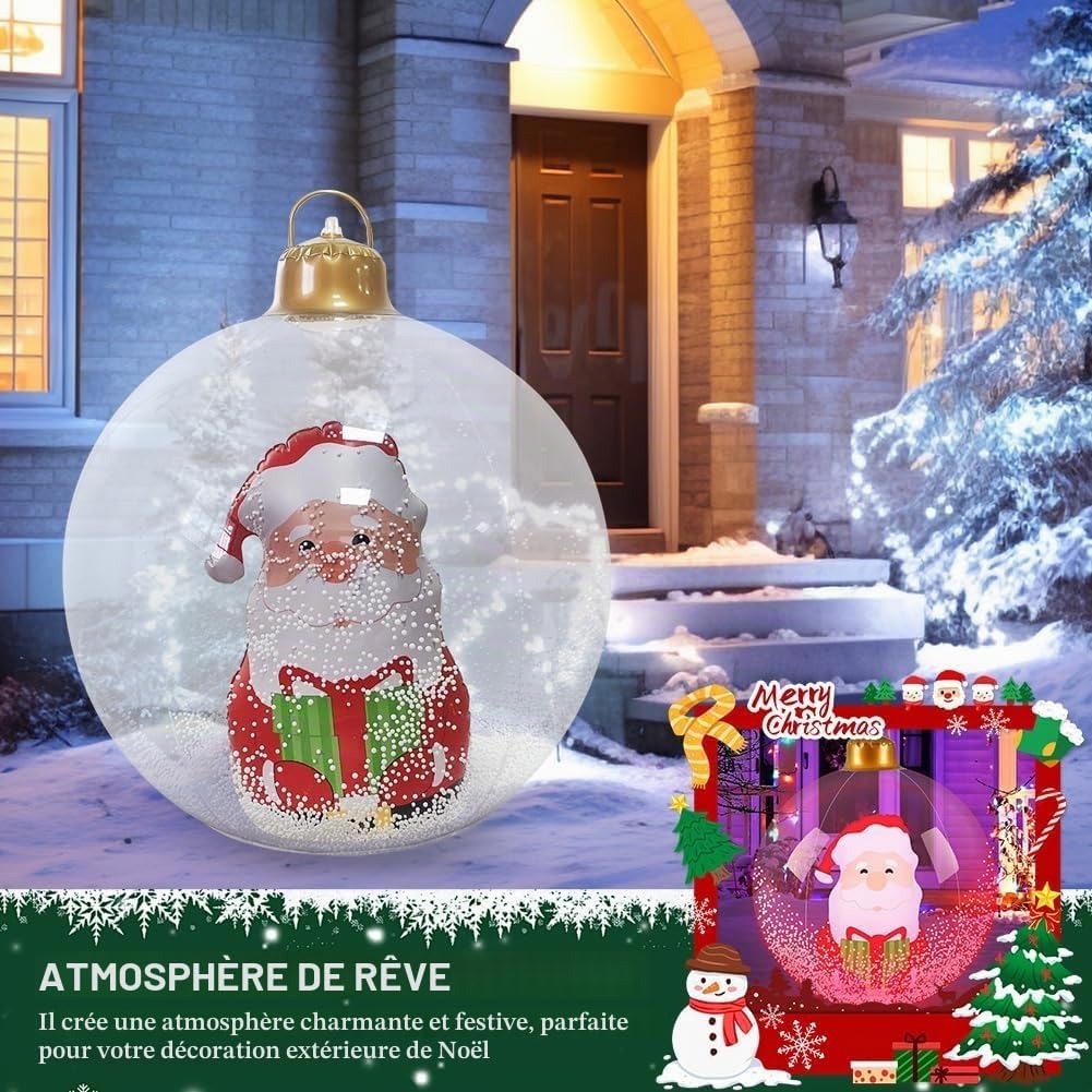 Starnearby Boule de Noel Géante Gonflable 60cm, Grosse Boule de Noël Lumineuse, Boule de Noël Gonflable en PVC étanche avec Télécommande, Décoration de Fête (3PCS)
