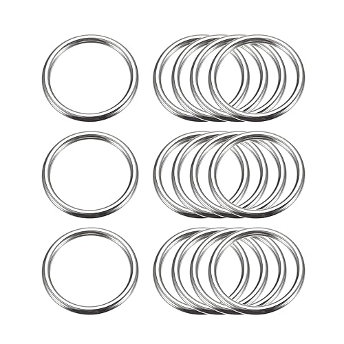 sourcing map Metall O Ringe, stk. mm (.) ID mm Stärke Mehrzweck Nicht- O-Ring Schnalle für Handwerksgürtel Geldbeutel Tasche Hardware Herstellen, Silber Ton - Silberfarben - 20x3mm