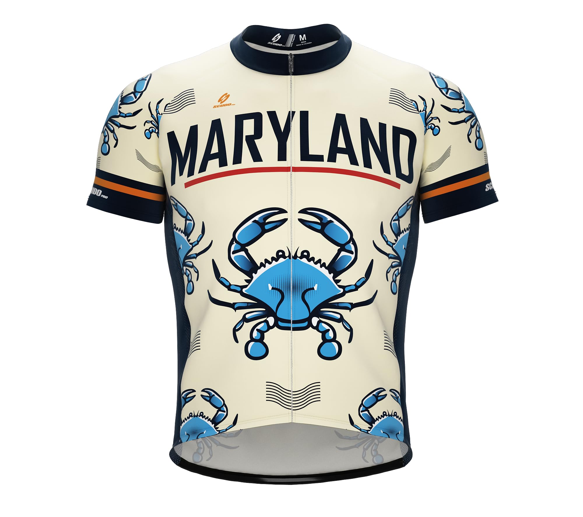 ScudoPro US State Maryland Short Sleeve Cycling Jersey for Men - Size M Multi-Colored
