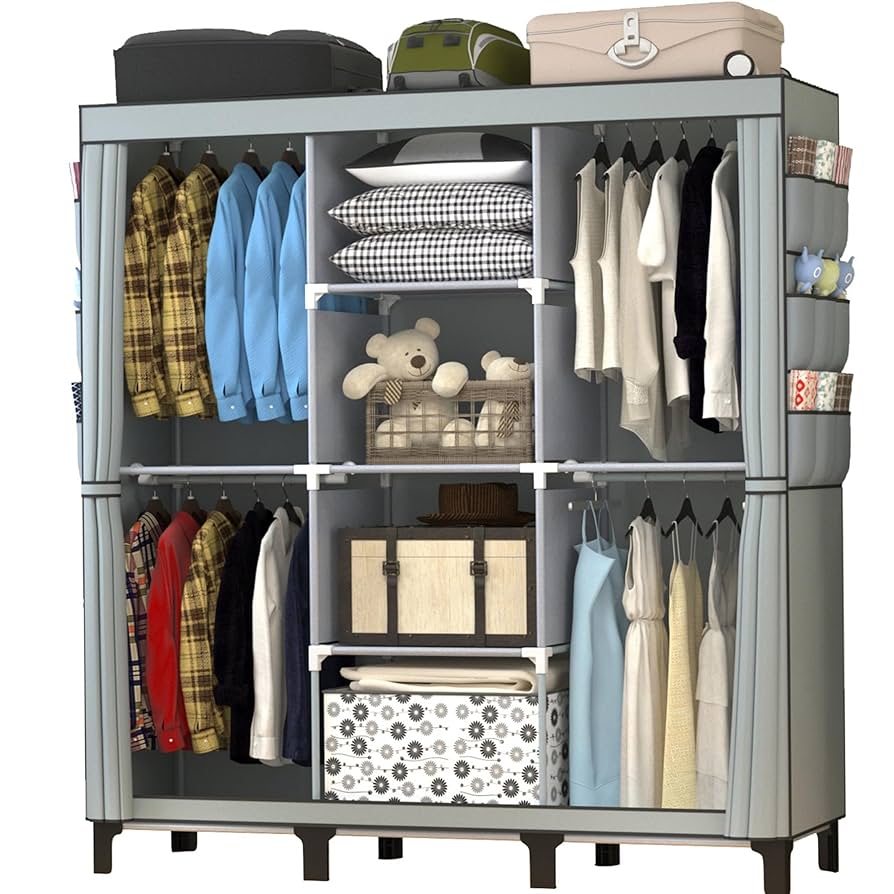アイデア次第で組合わせ自由自在❤大容量＆大収納❣スタイリッシュ☆ワードローブ SunRuck 公式 180日延長保証 クローゼット 組立式 衣類収納 扉