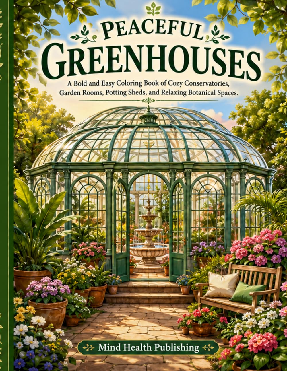 Peaceful Greenhouses: A Bold and Easy Coloring Book of Cozy Conservatories, Garden Rooms, Potting Sheds, and Relaxing Botanical Spaces